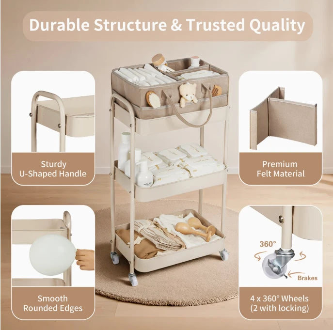 Diaper Caddy And Storage Cart