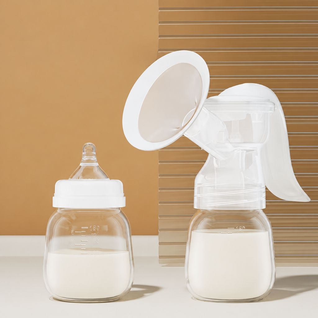 1pc Manual Breast Pump with 180ml Feeding Bottle