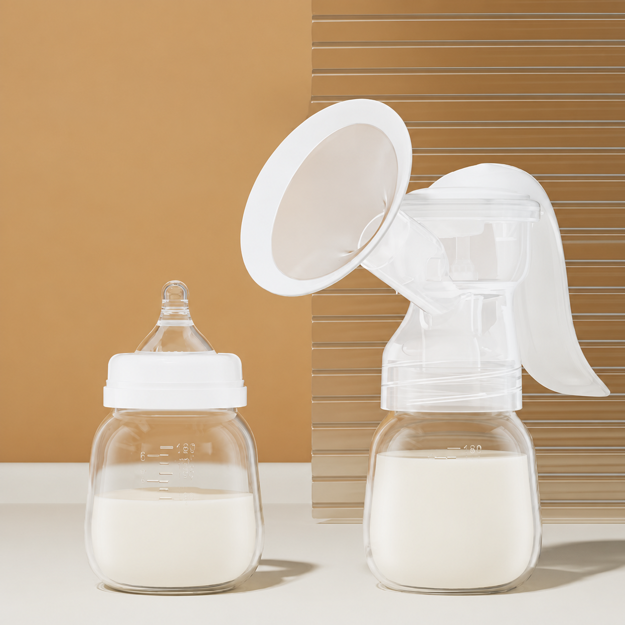 1pc Manual Breast Pump with 180ml Feeding Bottle