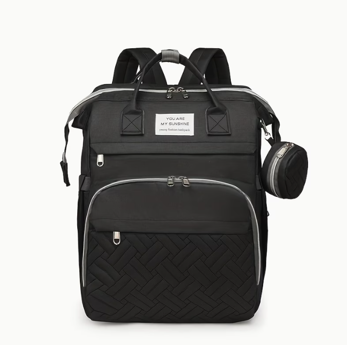 Foldable Diaper Backpack with Convertible Travel Bed