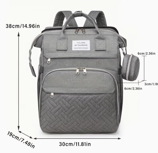 Foldable Diaper Backpack with Convertible Travel Bed