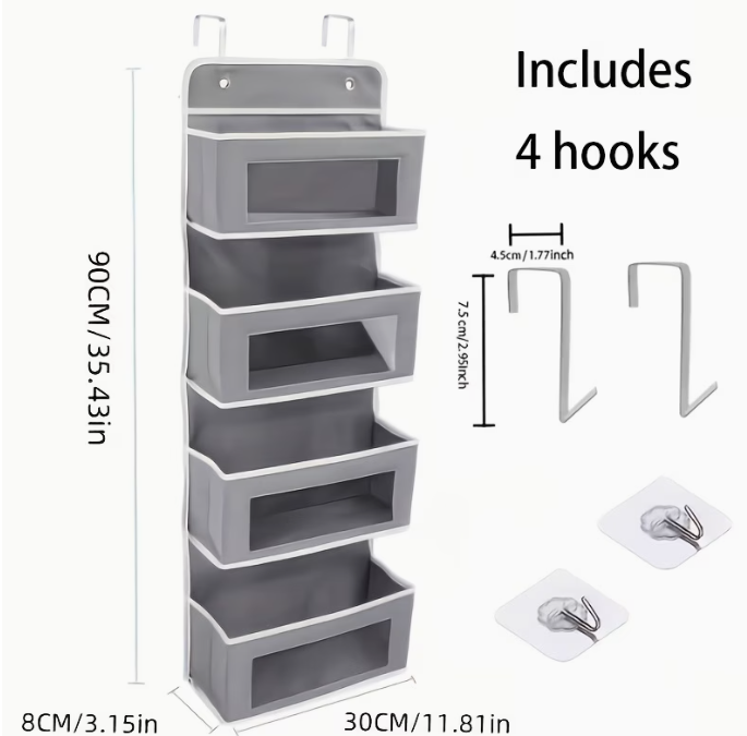 4-Tier Over-The-Door Hanging Storage Rack