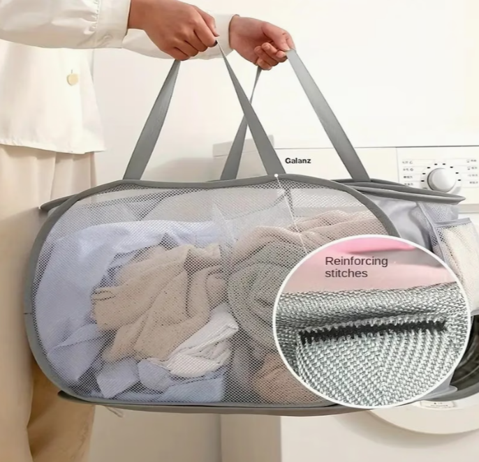 Pop-Up Mesh Foldable Laundry Basket