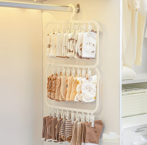 1-Piece Space-Saving Multi-Clip Sock & Underwear Holder