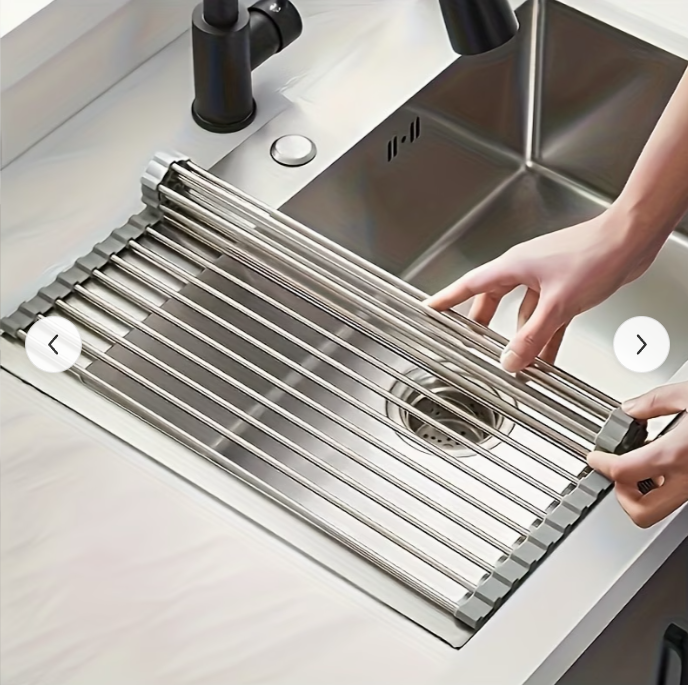 Roll-Up Stainless Steel Dish Drying Rack