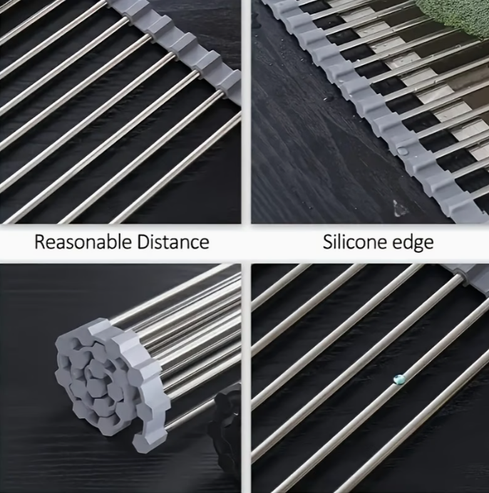 Roll-Up Stainless Steel Dish Drying Rack