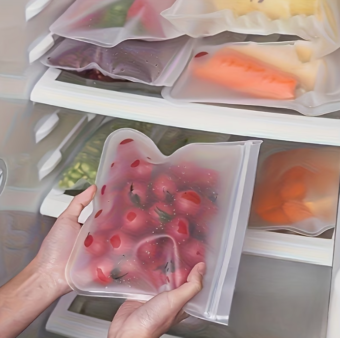 4pcs Reusable Silicone Bags | Leakproof Self-Sealing