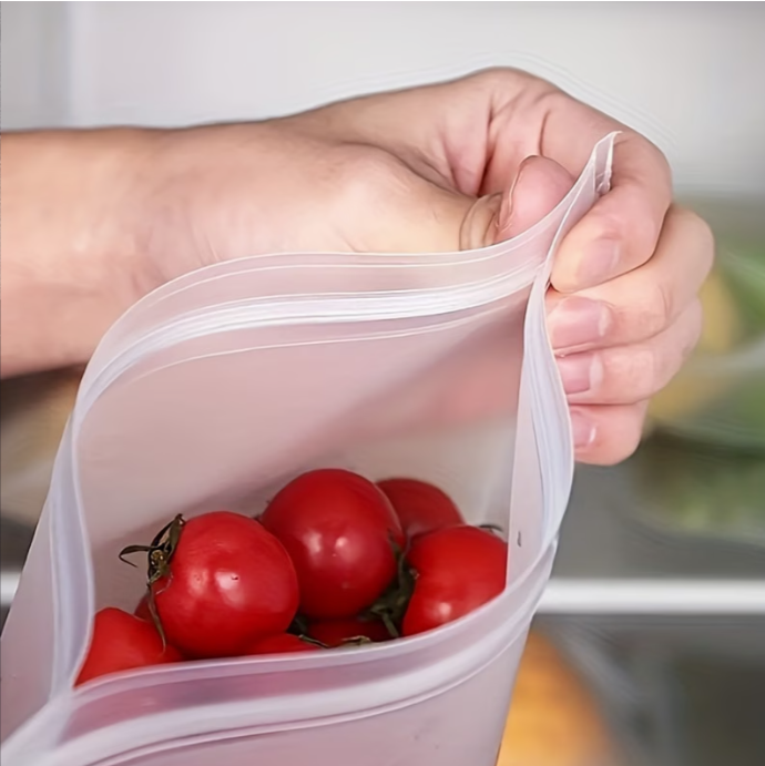 4pcs Reusable Silicone Bags | Leakproof Self-Sealing
